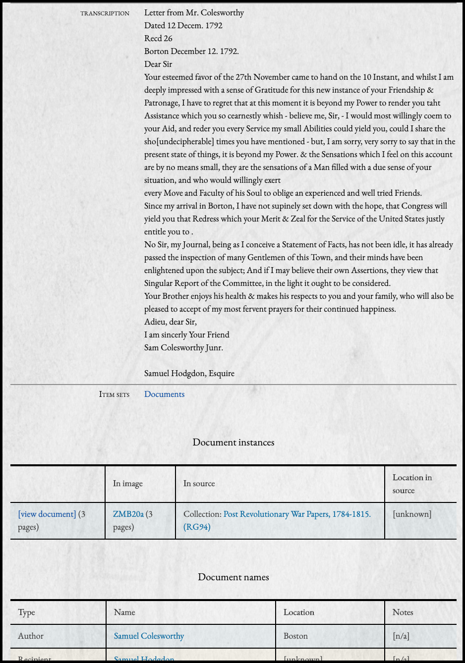 Document transcription and linked resources