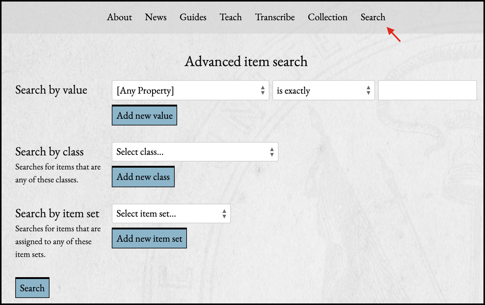 Advanced search page
